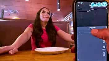 horny girl masturbates during lunch in public video