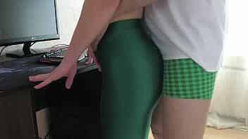 Russian Girl Sasha Bikeyeva - he roommate likes to fuck her girlfriend when she is in green leggings, give her in her mouth and cum on her beautiful face. video