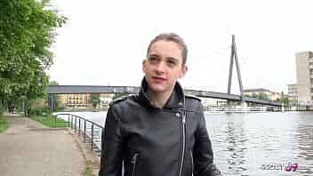 GERMAN SCOUT - SKINNY TEEN CHEAT BOYFRIEND FOR CASH IN REAL PUBLIC CASTING WITH ASS FUCK video